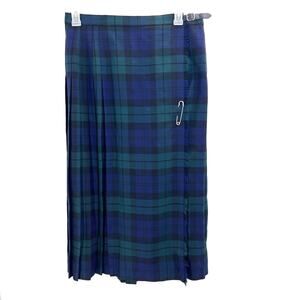 Vintage Charter Club Wool Tartan Plaid Scottish Pleated Maxi Kilt Skirt Size 12